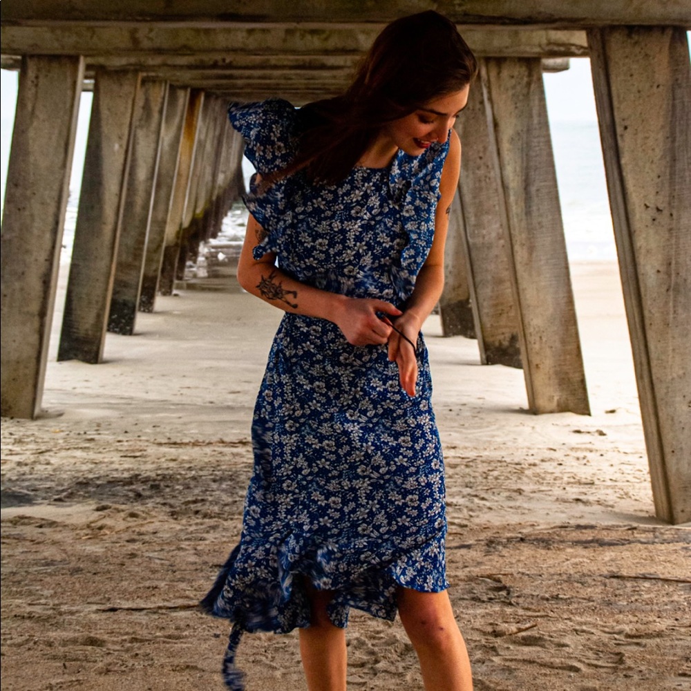 Max Studio Blue Floral Maxi Dress NWT